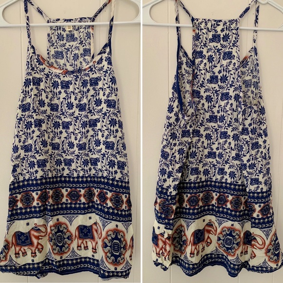 Tops - BoHo elephant blouse tank top w/ pockets!!